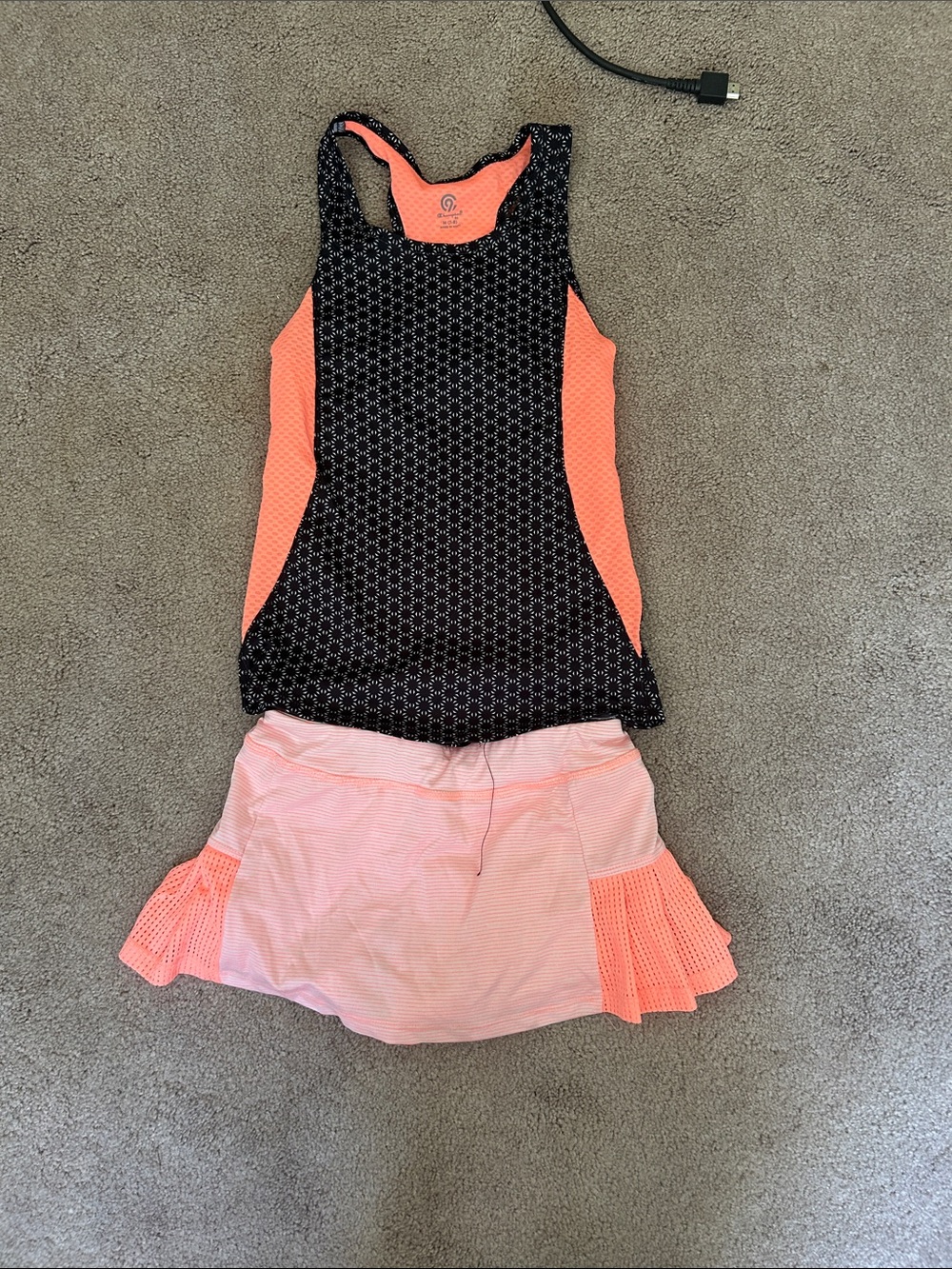 Champion Girls Black and Coral Athletic Tank & Skort Set